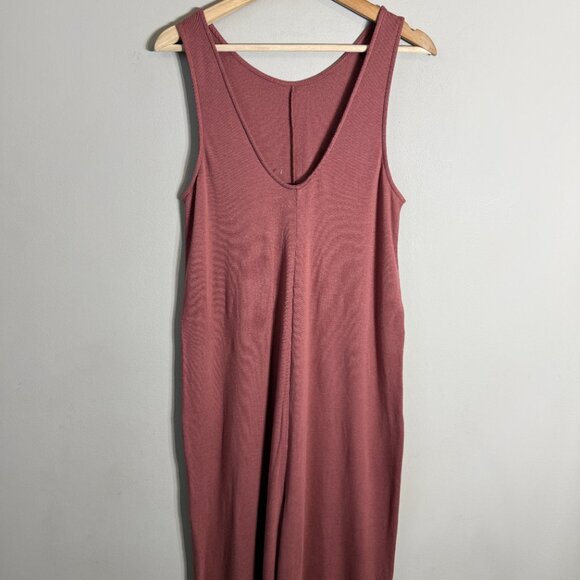 Fabletics Grace Relaxed Jumpsuit Women Large Dark Rouge Red Active Wide Leg NWOT - Picture 12 of 16